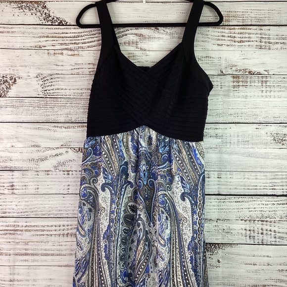 AVENUE PAISLEY PLUS SIZE 14 16 Blues, Black & White Maxi Dress - Picture 6 of 15